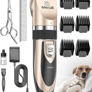 Pet grooming clipper with rechargeable cordless design and low noise