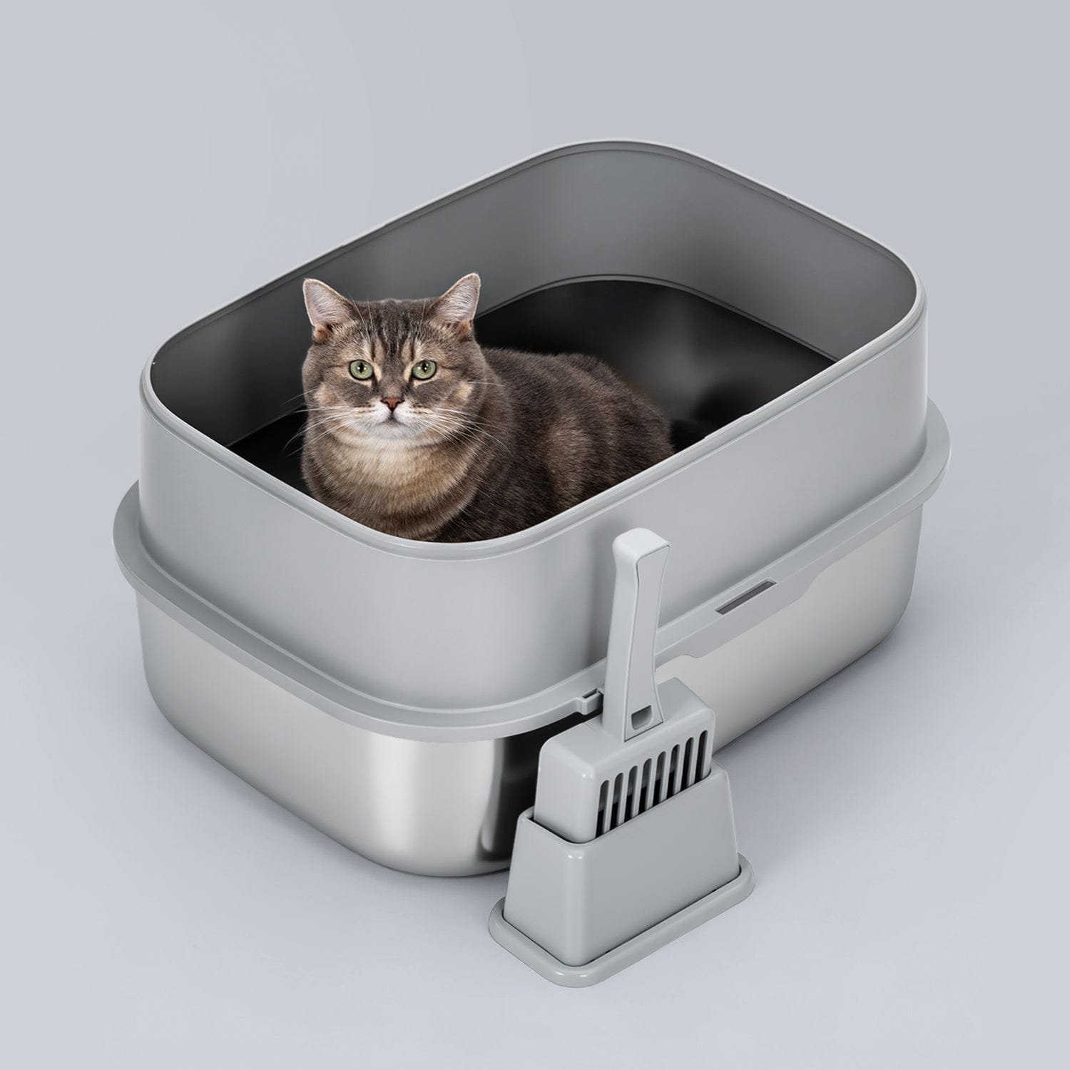 XL Enclosed Stainless Steel Sifting Cat Litter Box for Clumping Litter - Image 7