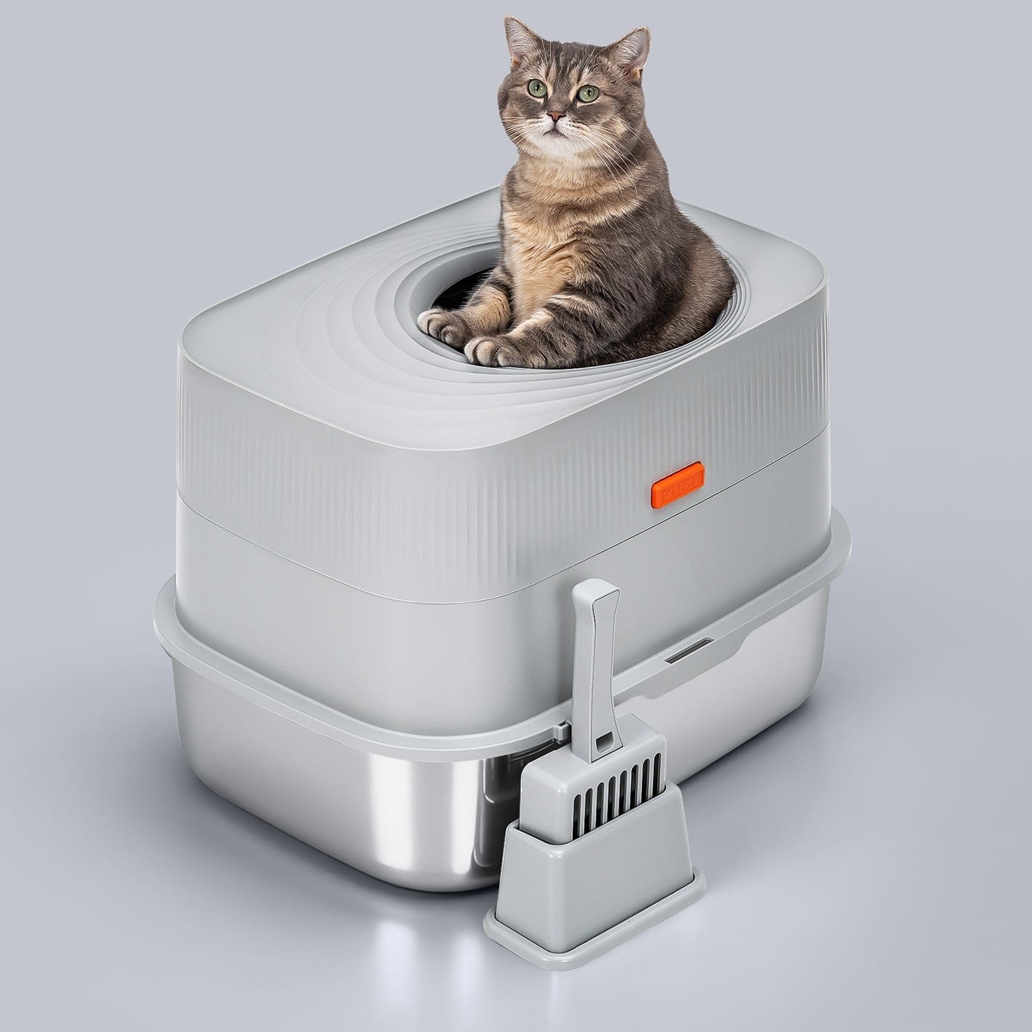 XL Enclosed Stainless Steel Sifting Cat Litter Box for Clumping Litter - Image 8