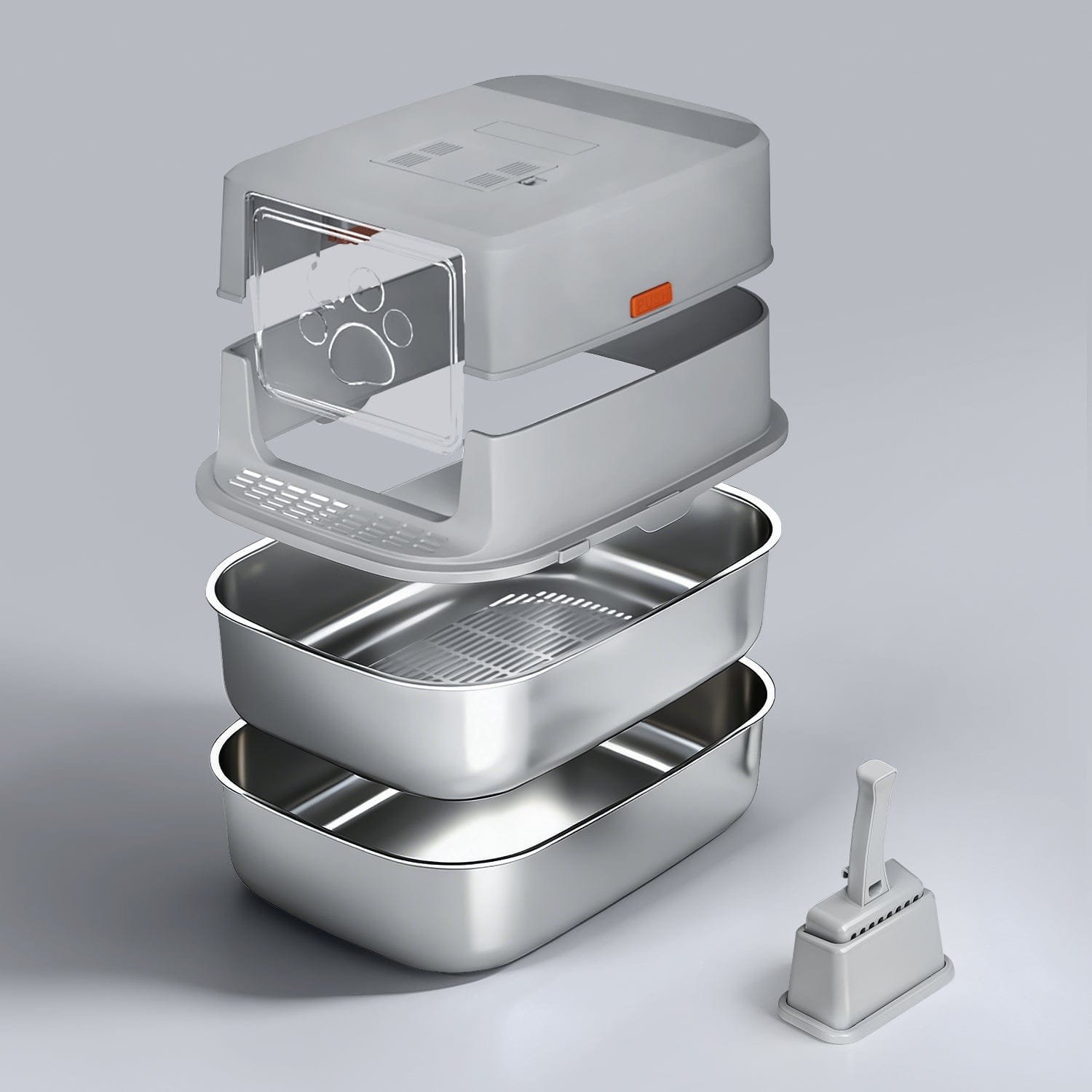 XL Enclosed Stainless Steel Sifting Cat Litter Box for Clumping Litter - Image 12