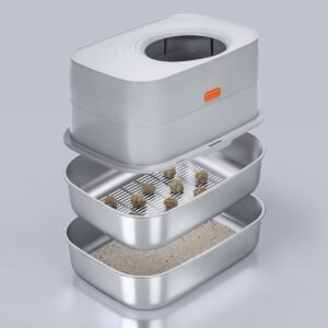 XL Enclosed Stainless Steel Sifting Cat Litter Box for Clumping Litter