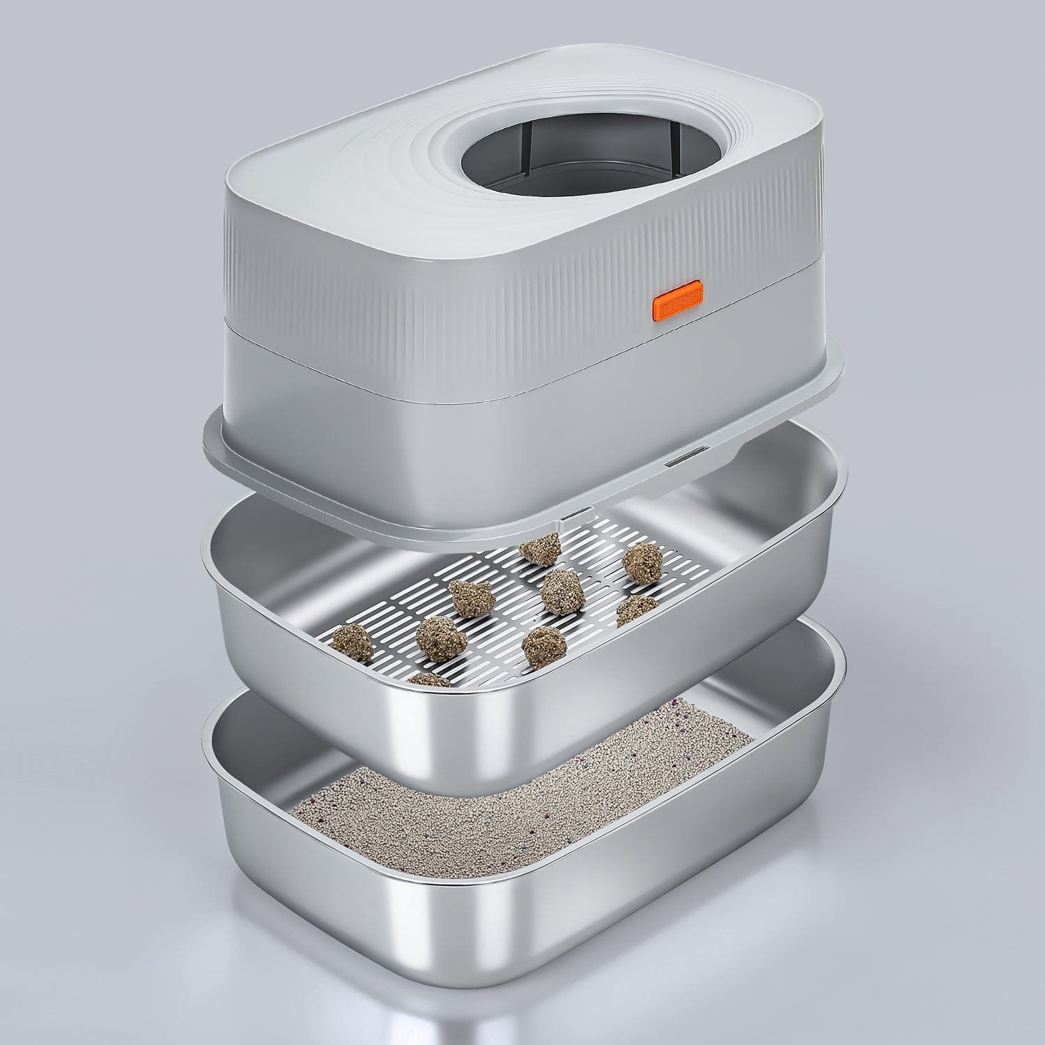 XL Enclosed Stainless Steel Sifting Cat Litter Box for Clumping Litter