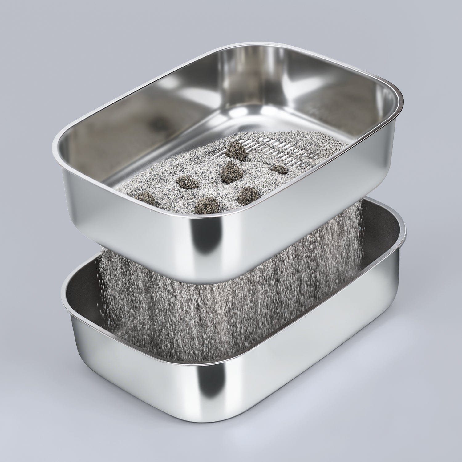XL Enclosed Stainless Steel Sifting Cat Litter Box for Clumping Litter - Image 3