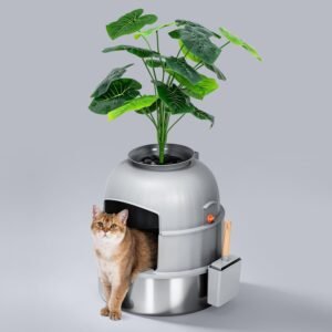 Alternative view of Hidden Potted Plant Stainless Steel Cat Litter Box