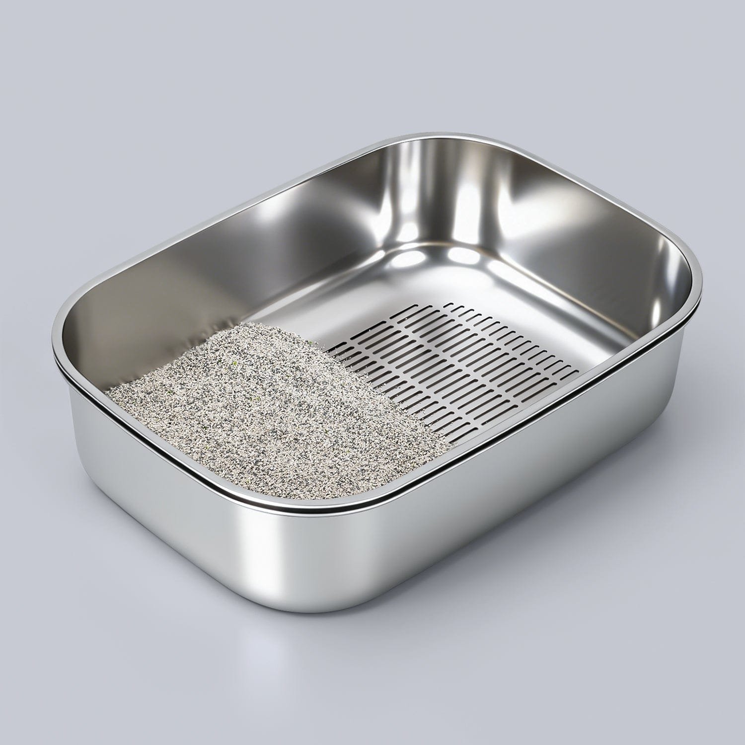 XL Enclosed Stainless Steel Sifting Cat Litter Box for Clumping Litter - Image 4
