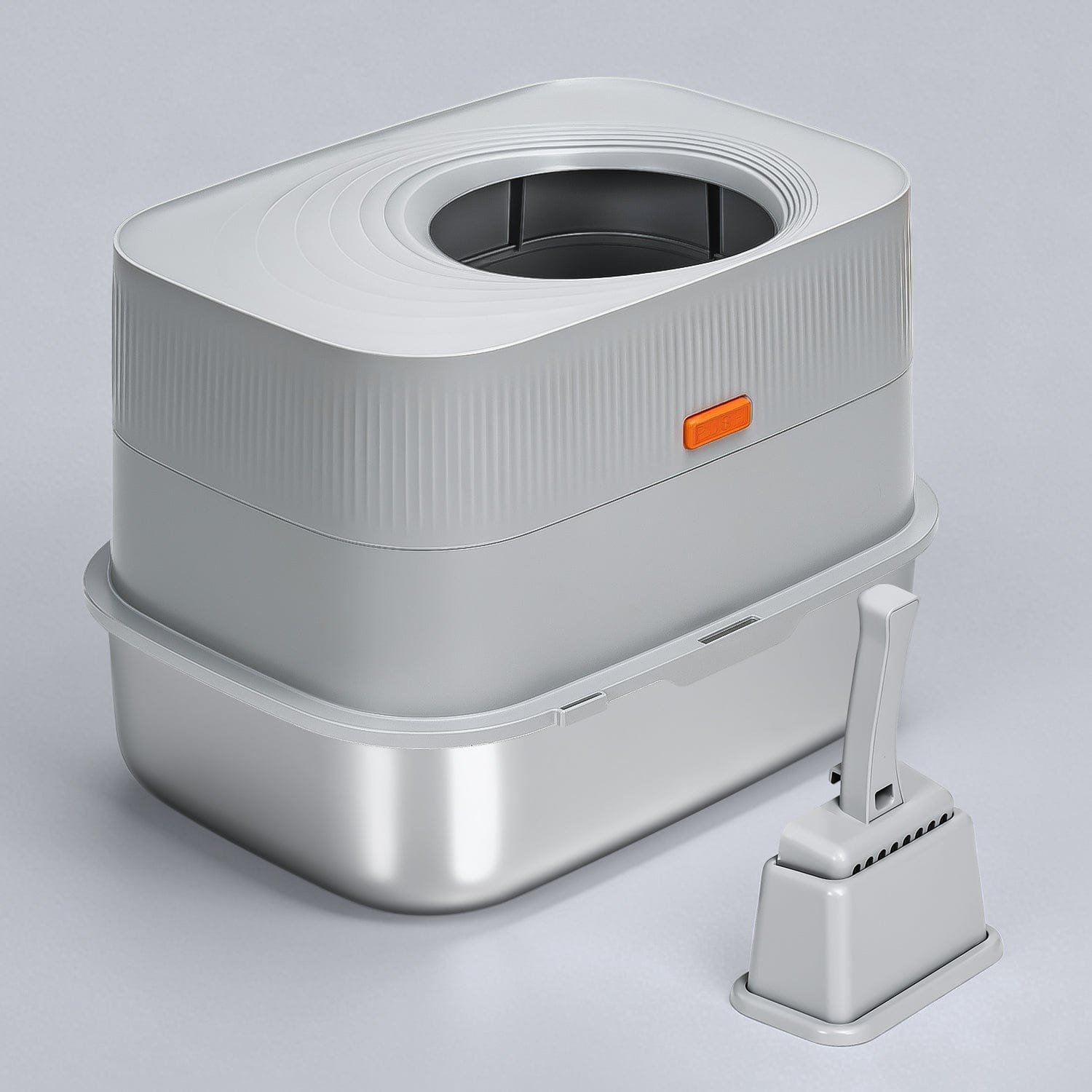 XL Enclosed Stainless Steel Sifting Cat Litter Box for Clumping Litter - Image 2